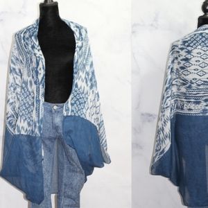 Basha Blue White Shawl (One Size)